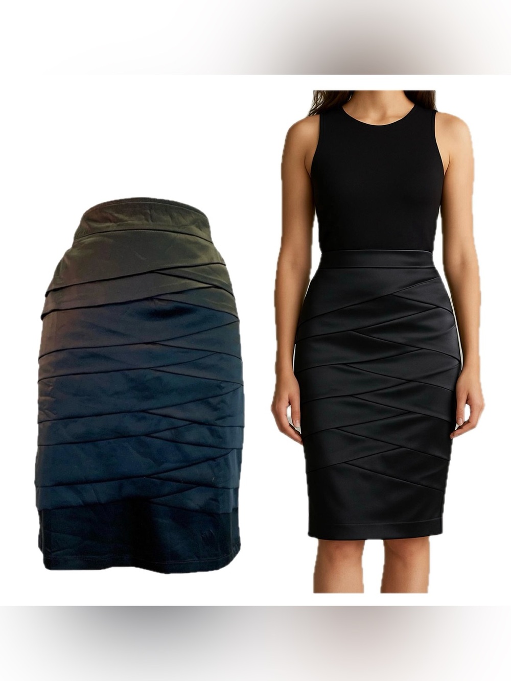KOPA Black ruched pencil skirt size medium